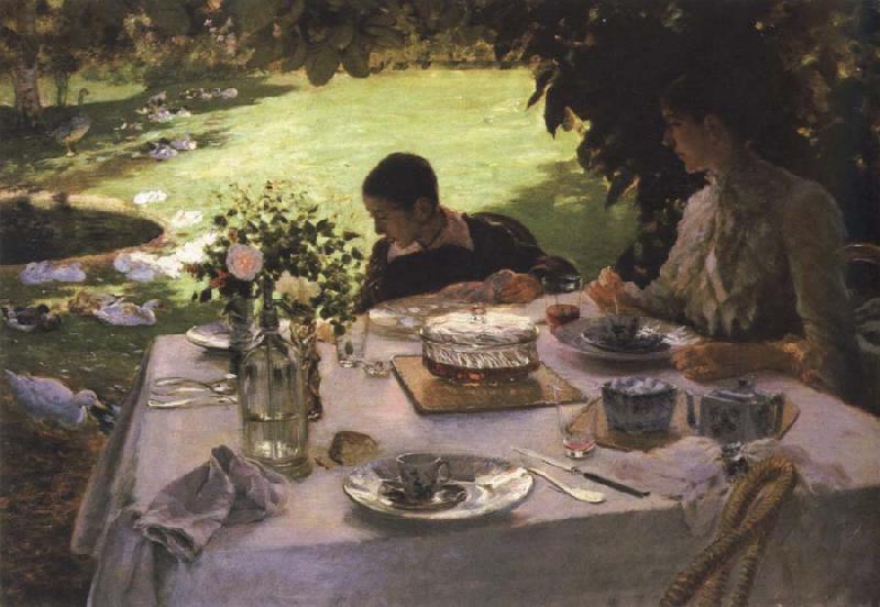 Giuseppe de nittis breakfast in the garden oil painting image